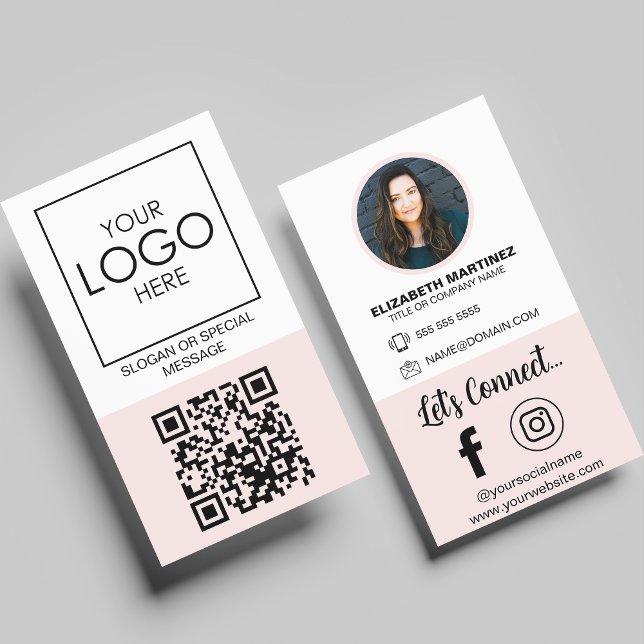 Social Media QR Code Employee Photo & Company Logo Business Card (Creator Uploaded)