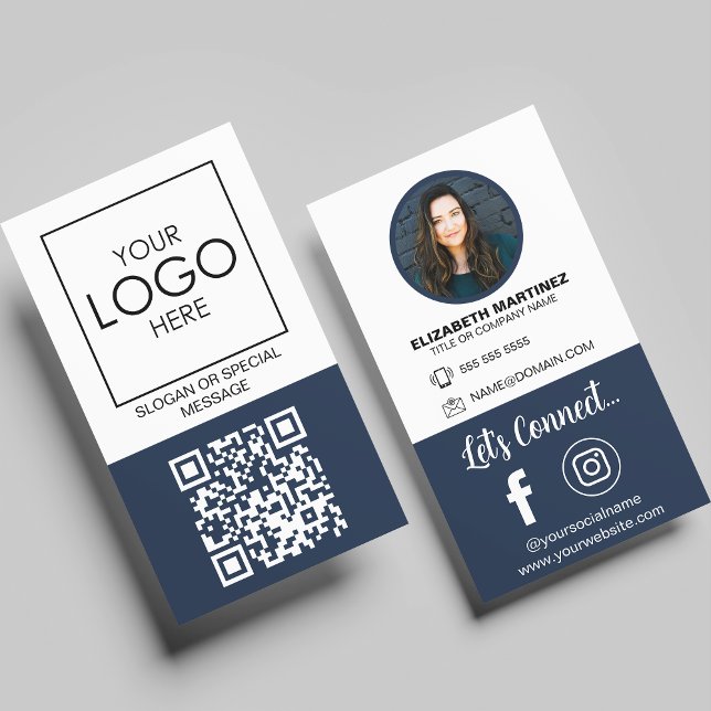 Social Media QR Code Employee Photo & Company Logo Business Card (Creator Uploaded)