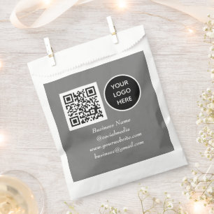 Social media QR Code Grey Business Logo Favour Bags