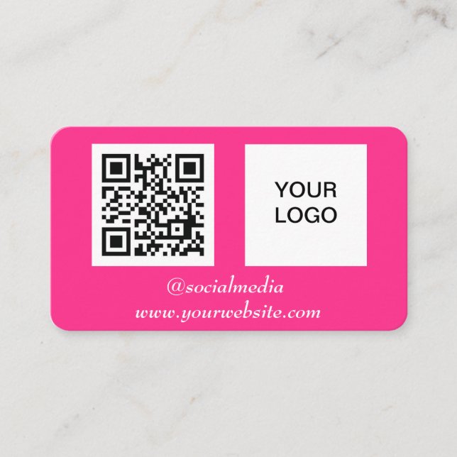 Social media QR Code Hot Pink Professional Modern Business Card (Front)