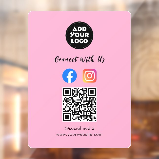 Social Media QR Code | Instagram & Facebook Window Cling (Sheet 2)