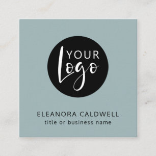 Social Media QR Code Logo Blue-Green Square Business Card