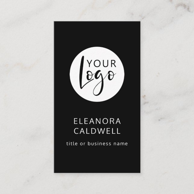 Social Media QR Code Logo Minimalist Black Business Card (Front)