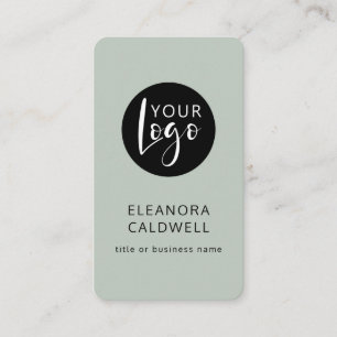 Social Media QR Code Logo Minimalist Sage Business Card