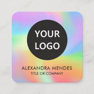 Social Media QR Code Logo Rainbow Hologram Square Business Card