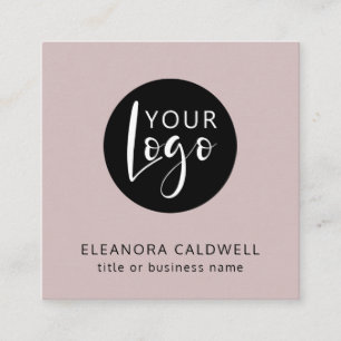 Social Media QR Code Logo Rose Gold Square Business Card