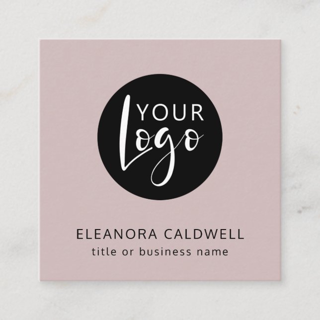 Social Media QR Code Logo Rose Gold Square Business Card (Front)