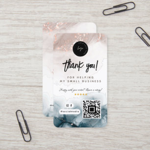 Social Media QR Code & Logo Thank You Watercolor Business Card