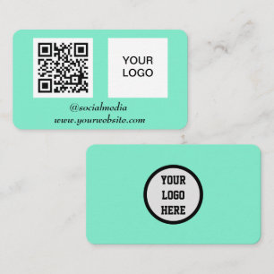 Social media QR Code Mint Green Professional Business Card