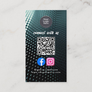 Social Media QR Code Modern Pro Minimalist Sleek B Business Card
