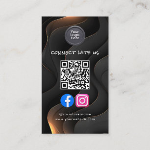 Social Media QR Code Modern Pro Minimalist Sleek B Business Card