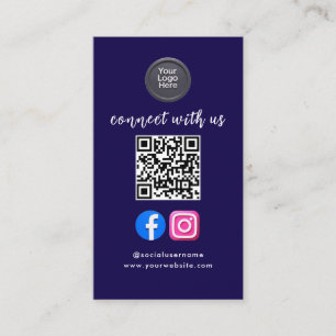 Social Media QR Code Modern Pro Minimalist Sleek B Business Card