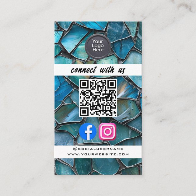 Social Media QR Code Modern Pro Minimalist Sleek B Business Card (Front)