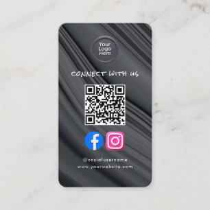 Social Media QR Code Modern Pro Minimalist Sleek B Business Card