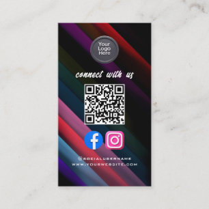 Social Media QR Code Modern Pro Minimalist Sleek B Business Card
