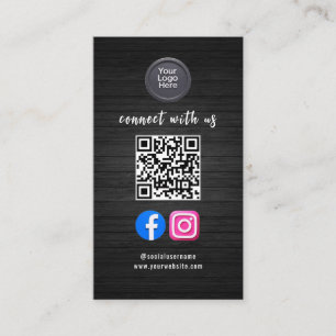 Social Media QR Code Modern Pro Minimalist Sleek B Business Card