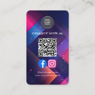 Social Media QR Code Modern Pro Minimalist Sleek B Business Card