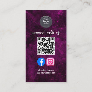 Social Media QR Code Modern Pro Minimalist Sleek B Business Card