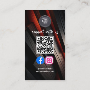 Social Media QR Code Modern Pro Minimalist Sleek B Business Card