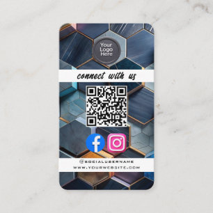 Social Media QR Code Modern Pro Minimalist Sleek B Business Card