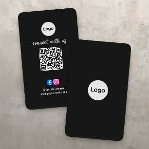 Social Media QR Code Modern Pro Minimalist Sleek B Business Card