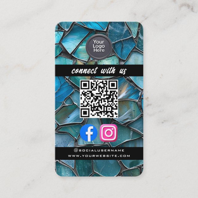 Social Media QR Code Modern Pro Minimalist Sleek B Business Card (Front)