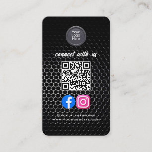 Social Media QR Code Modern Pro Minimalist Sleek B Business Card