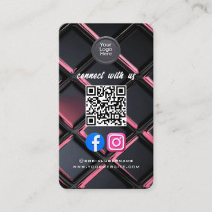 Social Media QR Code Modern Pro Minimalist Sleek B Business Card