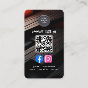 Social Media QR Code Modern Pro Minimalist Sleek B Business Card