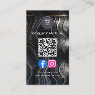 Social Media QR Code Modern Pro Minimalist Sleek B Business Card