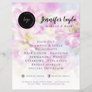 Social Media QR Code Pink Watercolor Floral Flyer