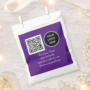 Social media QR Code Purple Business Logo Favour Bags