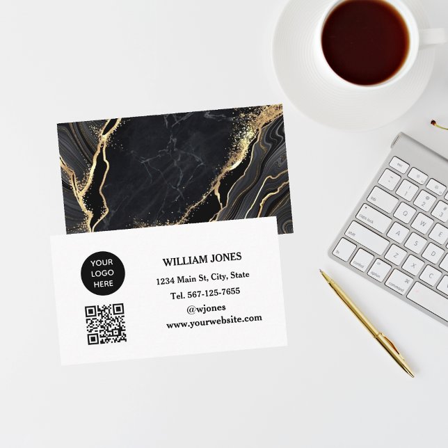 Social media QR Code Scannable Black Luxury Business Card (Creator Uploaded)