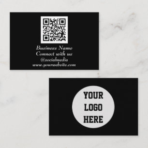 Social media QR Code Scannable Black Professional Business Card