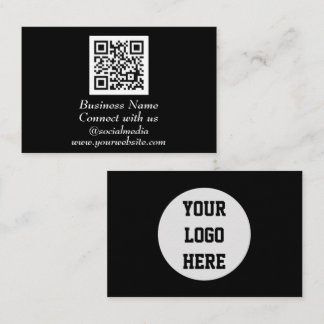 Social media QR Code Scannable Black Professional Business Card