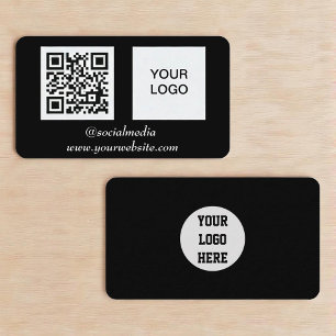 Social media QR Code Scannable Black Professional Business Card