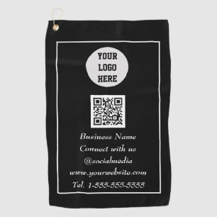 Social media QR Code Scannable Black Professional Golf Towel