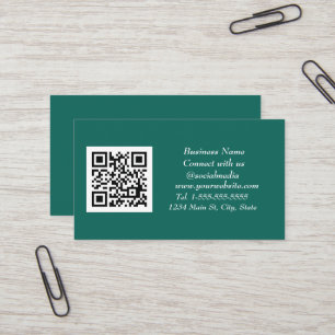 Social media QR Code Scannable Emerald Green  Business Card