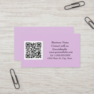 Social media QR Code Scannable Purple Lilac Business Card