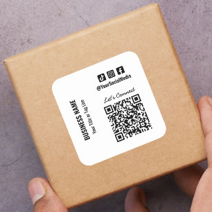 Social Media QR Code  Square Sticker