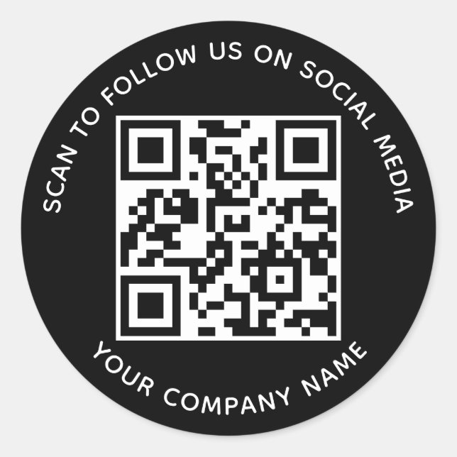 Social Media QR Code Stickers Black Scan to Follow (Front)