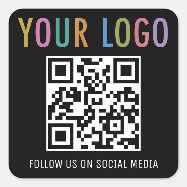  Social Media QR Code Stickers with Logo Black (Front)