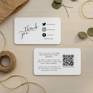 Social media QR code thank you discount Enclosure Card