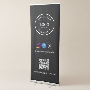 Social Media QR code website Custom logo Retractable Banner