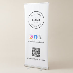 Social Media QR code website Custom logo Retractable Banner