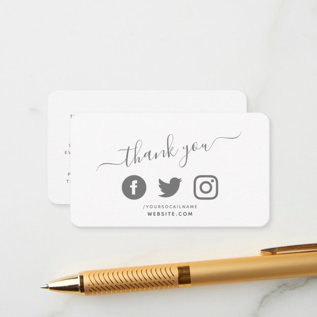 Social media QR code white thank you discount Enclosure Card (Front/Back In Situ)