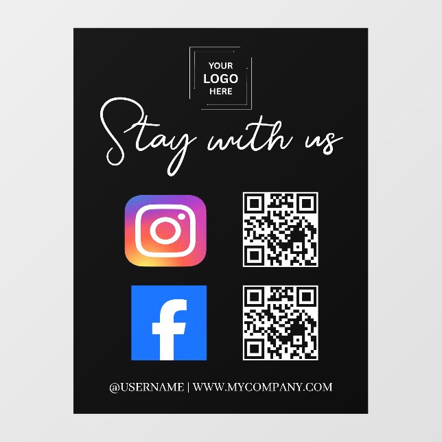 Social Media QR Code Window Decal  (Sheet)