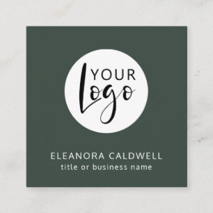 Social Media QR Code Your Logo Green Square Business Card