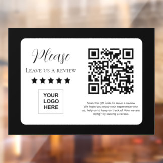 Social Media Review QR code Link Window Cling
