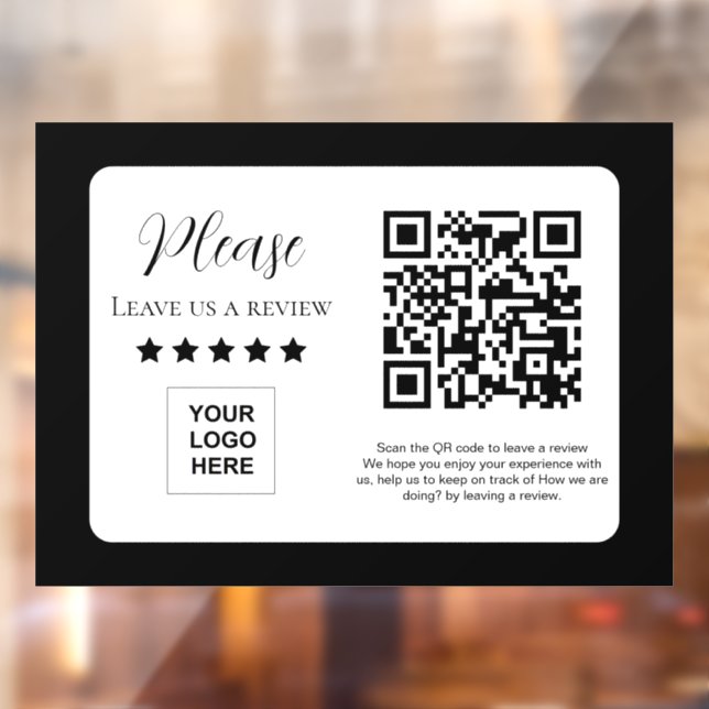 Social Media Review QR code Link Window Cling (Sheet 2)